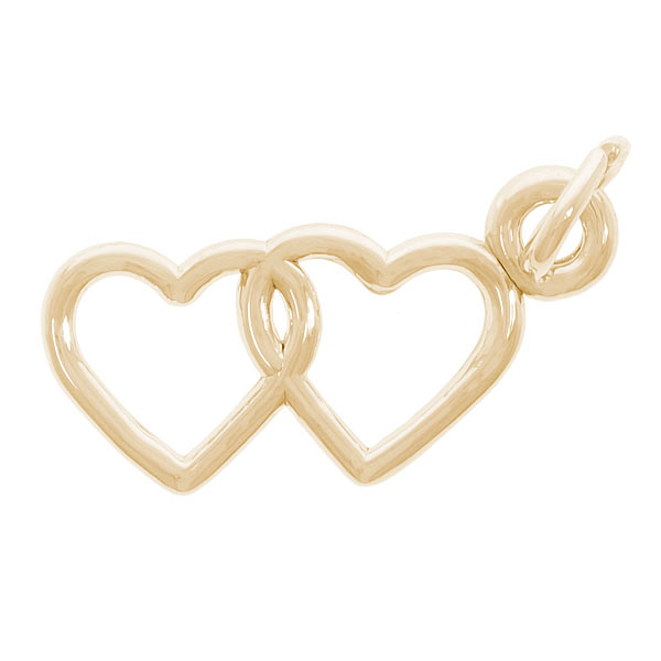 Rembrandt Two Hearts Entwined Charm, 14k Yellow Gold
