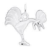 Rembrandt Rooster Crowing Charm, 14k White Gold