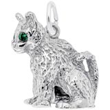 Sterling Silver Cat with Stones Charm