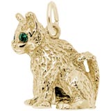 14K Gold Cat with Stones Charm