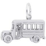 14K White Gold School Mini Bus Charm