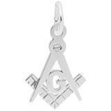 14K White Gold Square and Compass Charm