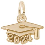 10K Gold Graduation Cap 2024 Accent Charm