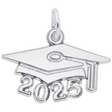 14K White Gold Graduation Cap 2025 Accent Charm