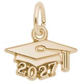 14K Gold Graduation Cap 2027 Accent Charm