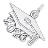 14K White Gold Grad Cap 2026 Large Charm