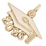 14K Gold Grad Cap 2026 Large Charm