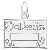 14k White Gold Number One Teacher Charm by Rembrandt Charms
