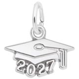 14K White Gold Graduation Cap 2027 Accent Charm